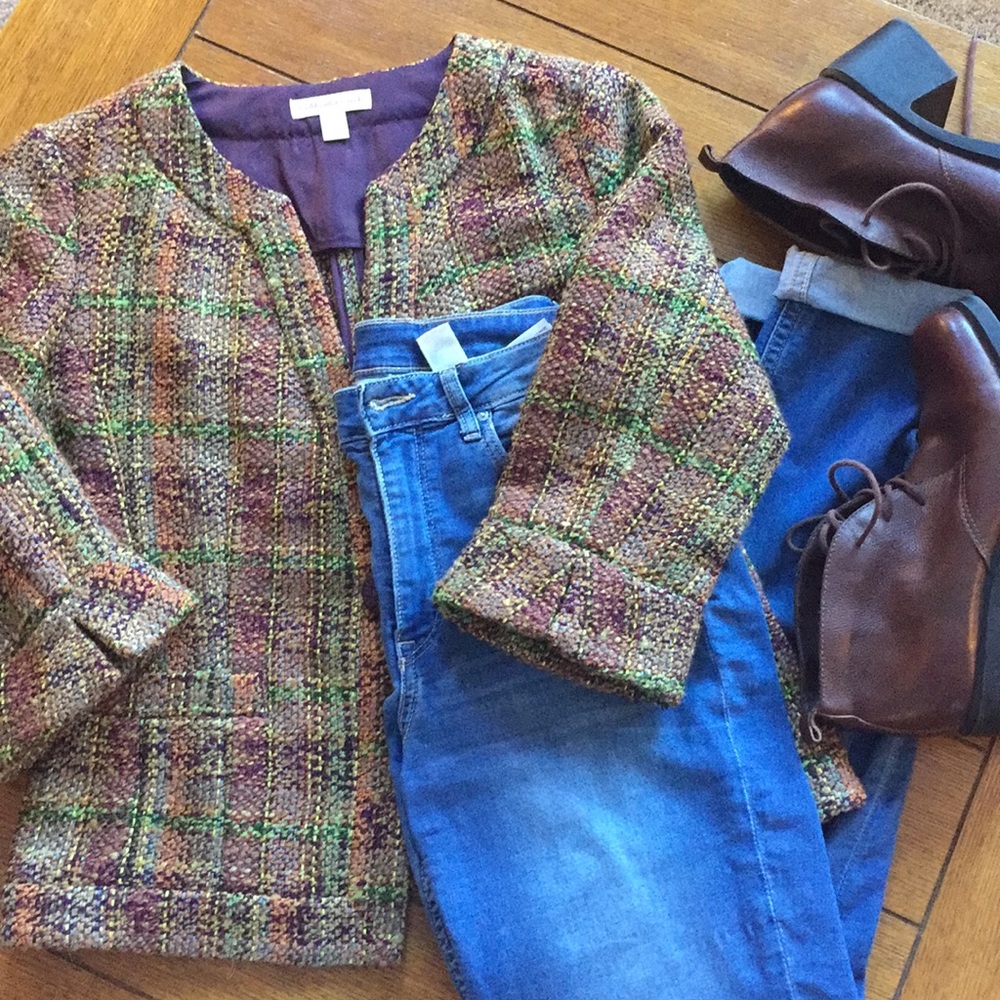 COLDWATER CREEK Cropped Tweed Jacket Blazer Size 8